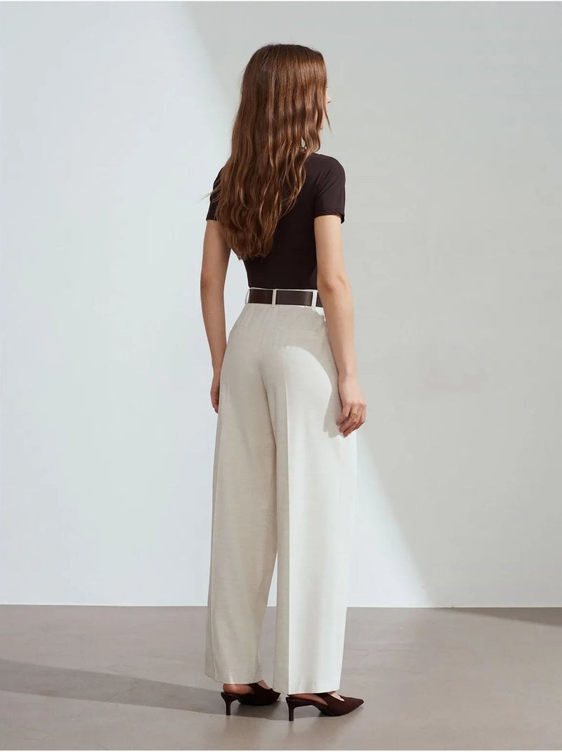 Pantaloni palazzo a gamba ampia con cintura dilvin Crema - Kiabi
