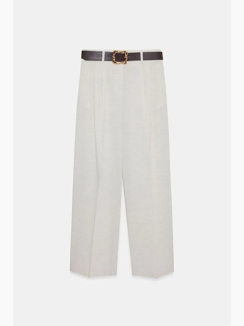 Pantaloni palazzo a gamba ampia con cintura dilvin Crema - Kiabi
