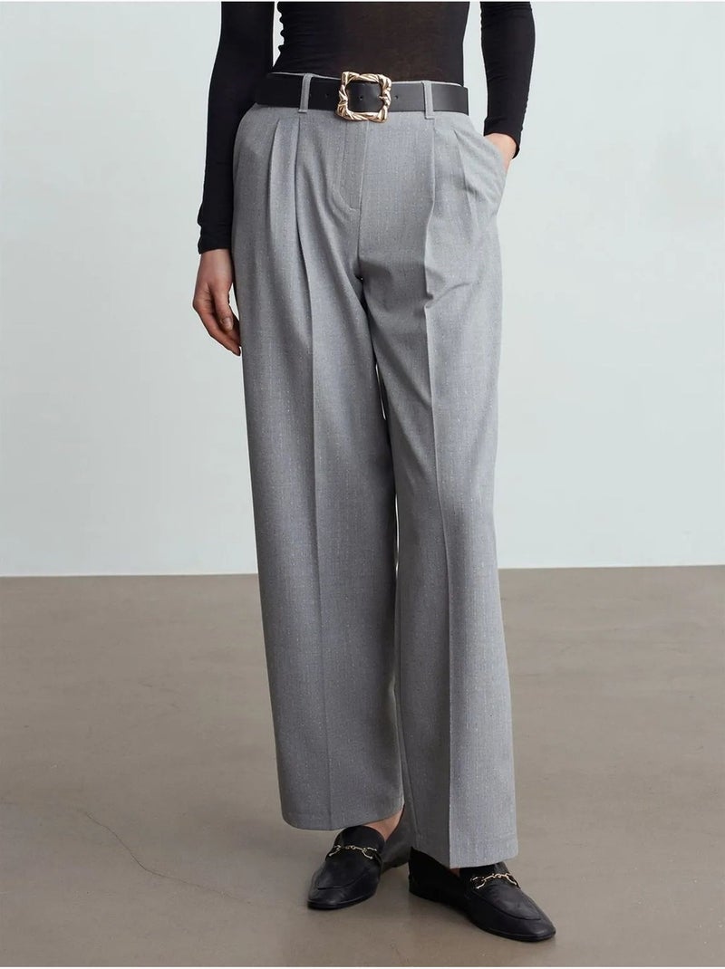 Pantaloni palazzo a gamba ampia con cintura dilvin Grigio chiaro - Kiabi