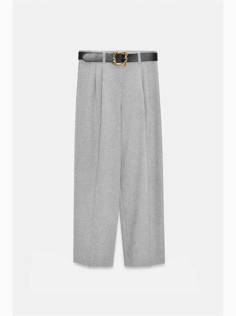 Pantaloni palazzo a gamba ampia con cintura dilvin Grigio chiaro - Kiabi
