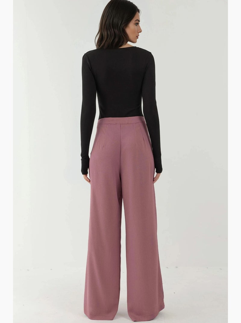 Pantaloni palazzo a gamba ampia con pieghe hiccup Viola scuro - Kiabi