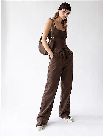Pantaloni palazzo a gamba ampia in tencel mixray