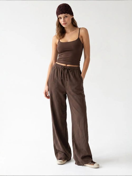 Pantaloni palazzo a gamba ampia in tencel mixray - Kiabi Pantaloni palazzo a gamba ampia in tencel mixray - Kiabi