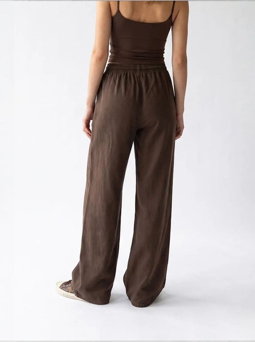 Pantaloni palazzo a gamba ampia in tencel mixray - Kiabi Pantaloni palazzo a gamba ampia in tencel mixray - Kiabi