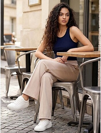 Pantaloni palazzo a gamba ampia testurizzati con vita con coulisse tommy