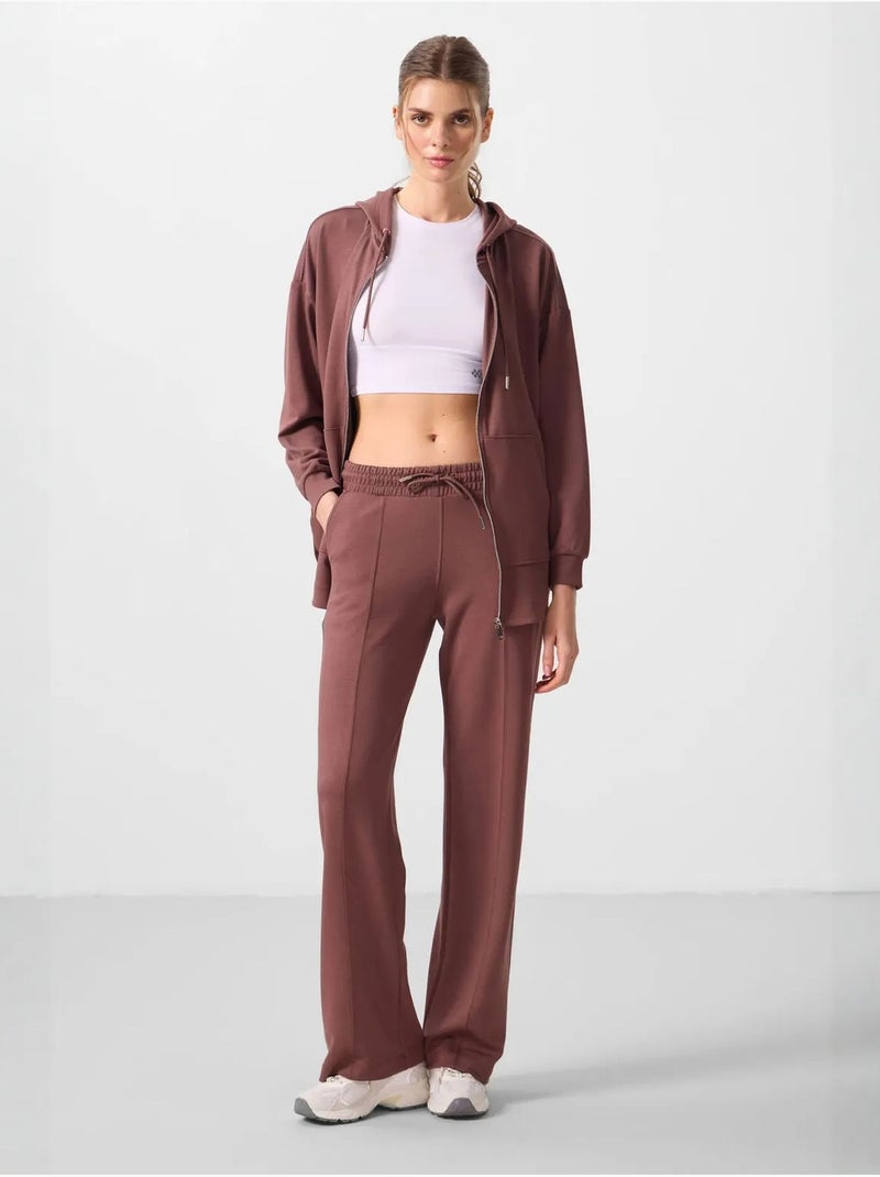 Pantaloni palazzo a gamba ampia testurizzati con vita con coulisse tommy Marrone - Kiabi