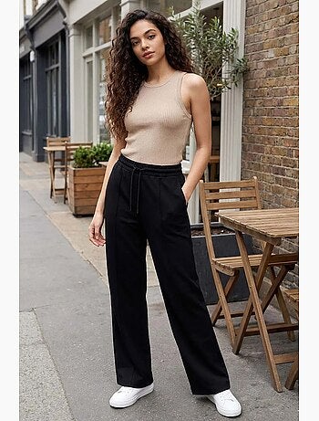 Pantaloni palazzo a gamba ampia testurizzati con vita con coulisse tommy
