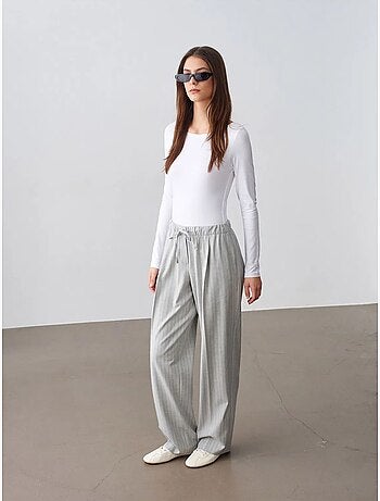Pantaloni palazzo a righe a gamba ampia dilvin
