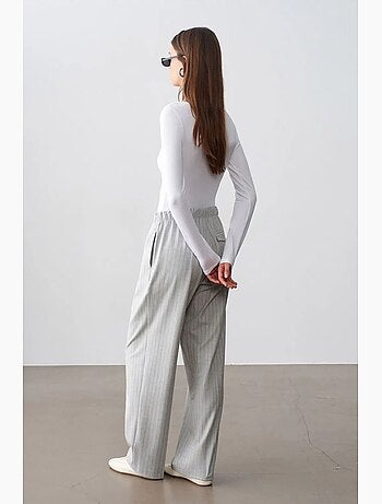 Pantaloni palazzo a righe a gamba ampia dilvin