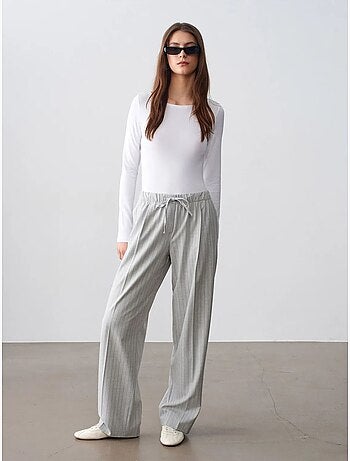 Pantaloni palazzo a righe a gamba ampia dilvin