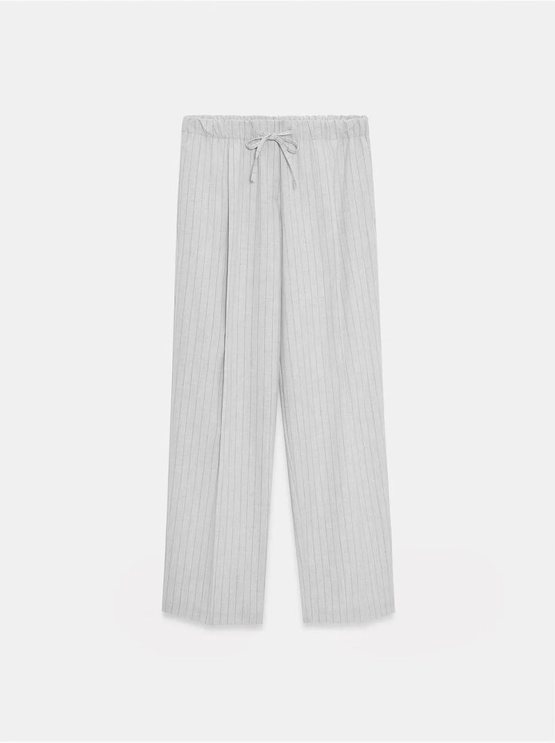 Pantaloni palazzo a righe a gamba ampia dilvin Grigio chiaro - Kiabi