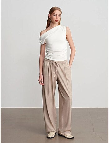 Pantaloni palazzo a righe a gamba ampia dilvin
