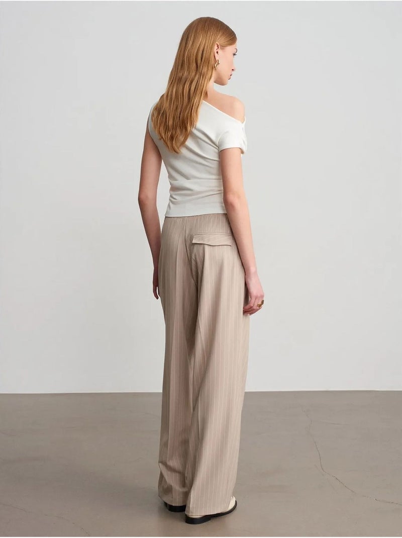 Pantaloni palazzo a righe a gamba ampia dilvin Sabbia - Kiabi