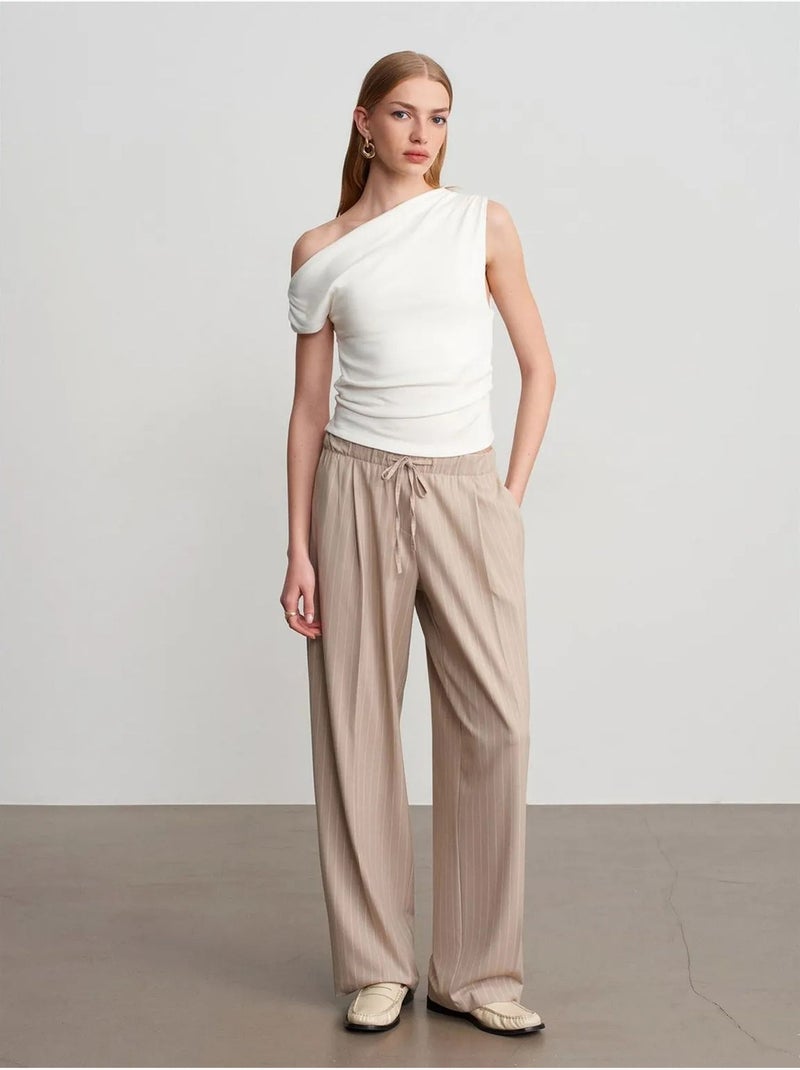 Pantaloni palazzo a righe a gamba ampia dilvin Sabbia - Kiabi