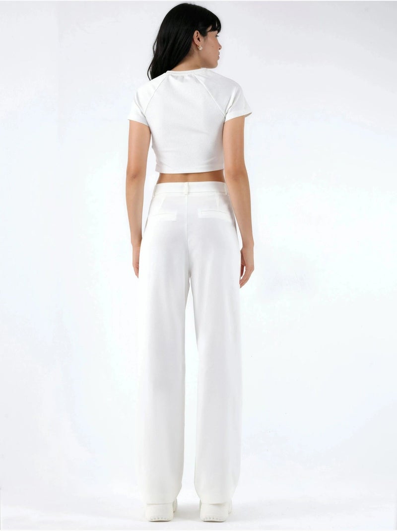 Pantaloni palazzo a vita alta a gamba ampia hiccup Bianco - Kiabi