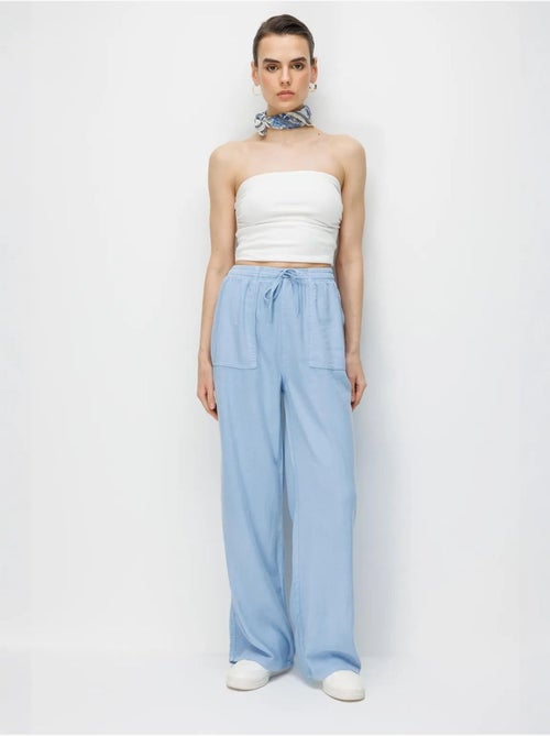 Pantaloni palazzo a vita alta a gamba larga con vita con coulisse mixray - Kiabi Pantaloni palazzo a vita alta a gamba larga con vita con coulisse mixray - Kiabi