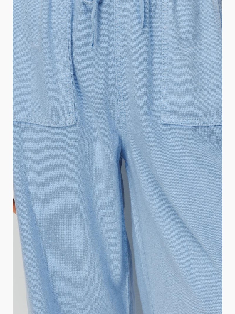 Pantaloni palazzo a vita alta a gamba larga con vita con coulisse mixray Blu cielo - Kiabi