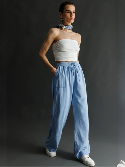 Pantaloni palazzo a vita alta a gamba larga con vita con coulisse mixray - Kiabi Pantaloni palazzo a vita alta a gamba larga con vita con coulisse mixray - Kiabi