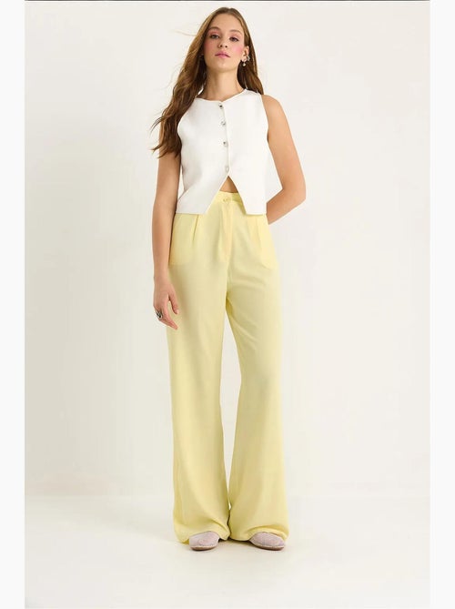 Pantaloni palazzo a vita alta con chiusura a bottoni lucci - Kiabi Pantaloni palazzo a vita alta con chiusura a bottoni lucci - Kiabi