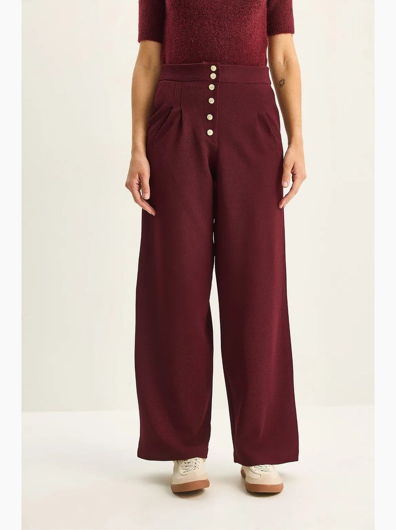 Pantaloni palazzo a vita alta con gamba ampia lucci Rosso bordeaux - Kiabi