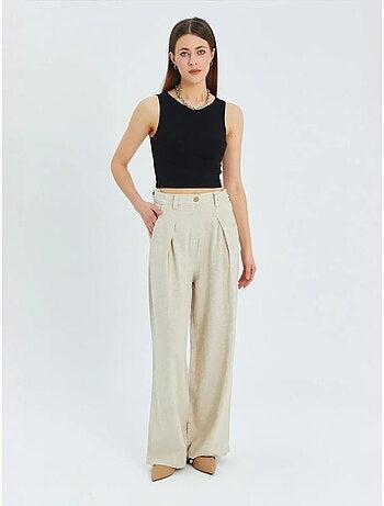 Pantaloni palazzo a vita alta con pieghe mixray