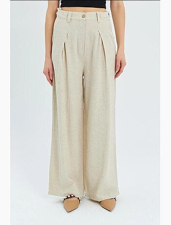 Pantaloni palazzo a vita alta con pieghe mixray