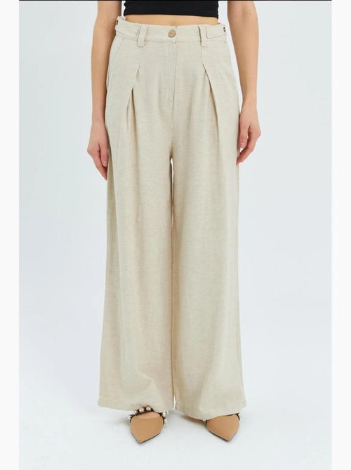 Pantaloni palazzo a vita alta con pieghe mixray - Kiabi Pantaloni palazzo a vita alta con pieghe mixray - Kiabi