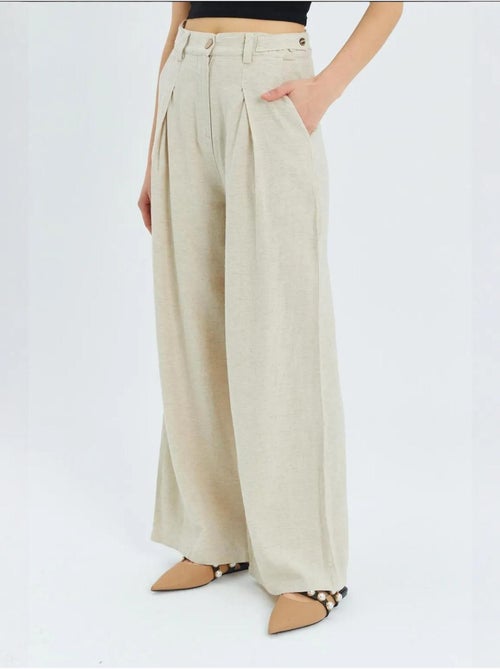Pantaloni palazzo a vita alta con pieghe mixray - Kiabi Pantaloni palazzo a vita alta con pieghe mixray - Kiabi