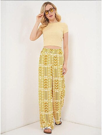 Pantaloni palazzo a vita alta con righe geometriche bdart