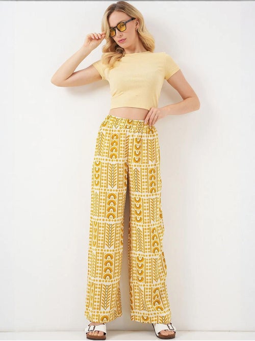 Pantaloni palazzo a vita alta con righe geometriche bdart - Kiabi Pantaloni palazzo a vita alta con righe geometriche bdart - Kiabi