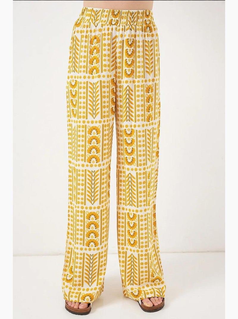 Pantaloni palazzo a vita alta con righe geometriche bdart Ambra - Kiabi
