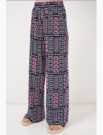 Pantaloni palazzo a vita alta con righe geometriche bdart