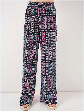 Pantaloni palazzo a vita alta con righe geometriche bdart