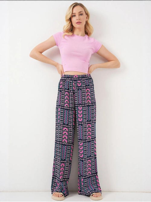 Pantaloni palazzo a vita alta con righe geometriche bdart - Kiabi Pantaloni palazzo a vita alta con righe geometriche bdart - Kiabi
