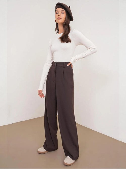 Pantaloni palazzo a vita alta con tasche mixray - Kiabi Pantaloni palazzo a vita alta con tasche mixray - Kiabi