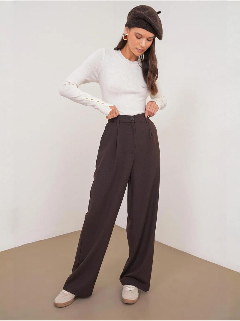 Pantaloni palazzo a vita alta con tasche mixray Marrone scuro - Kiabi