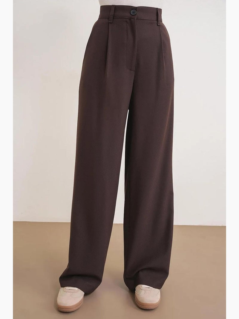 Pantaloni palazzo a vita alta con tasche mixray Marrone scuro - Kiabi