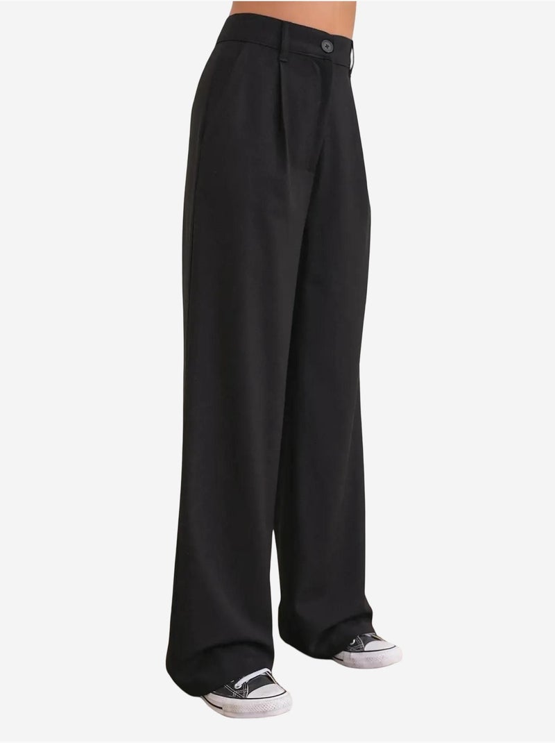 Pantaloni palazzo a vita alta con tasche mixray Nero - Kiabi