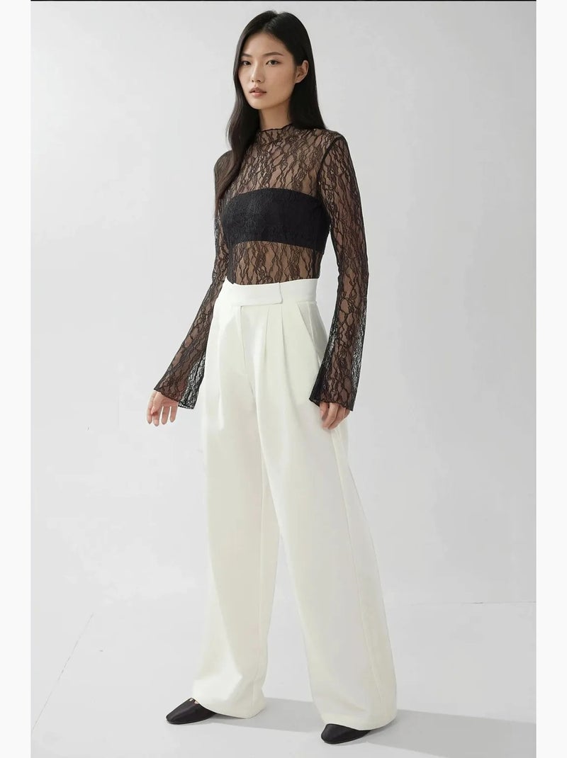 Pantaloni palazzo a vita alta e gamba ampia hiccup Bianco - Kiabi