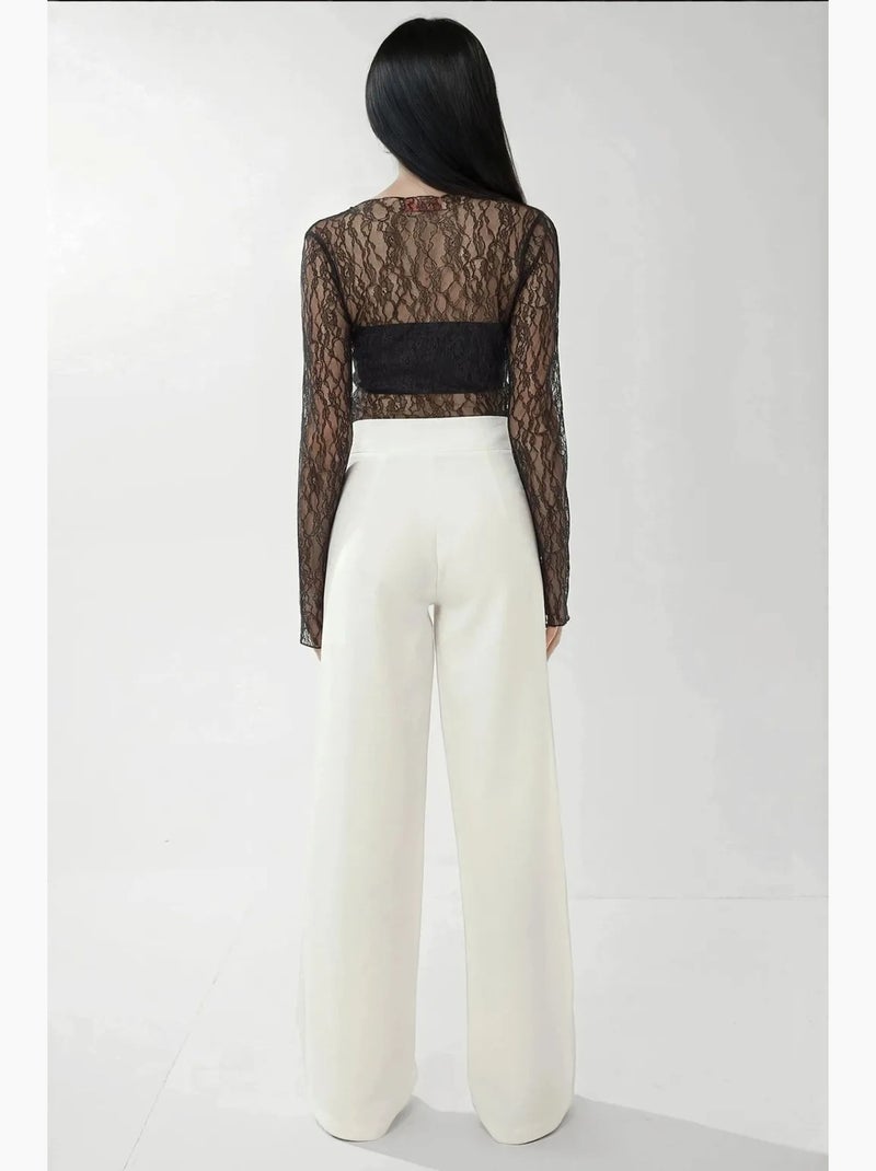 Pantaloni palazzo a vita alta e gamba ampia hiccup Bianco - Kiabi