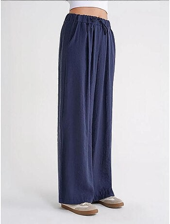 Pantaloni palazzo a vita alta in modal plissettati con coulisse mixray