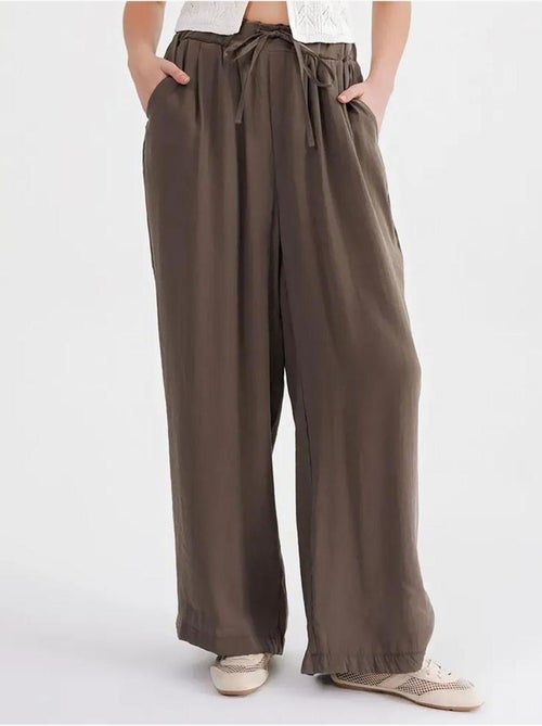 Pantaloni palazzo a vita alta in modal plissettati con coulisse mixray - Kiabi Pantaloni palazzo a vita alta in modal plissettati con coulisse mixray - Kiabi