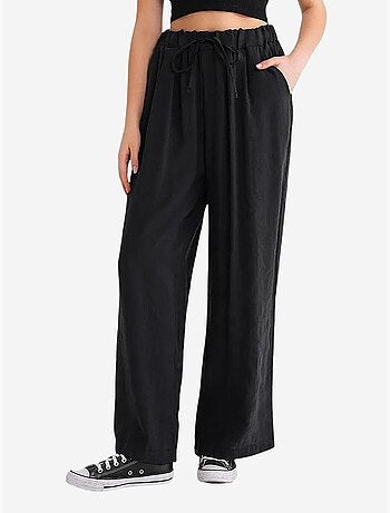 Pantaloni palazzo a vita alta in modal plissettati con coulisse mixray