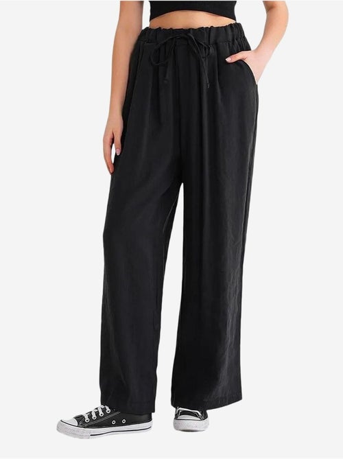 Pantaloni palazzo a vita alta in modal plissettati con coulisse mixray - Kiabi Pantaloni palazzo a vita alta in modal plissettati con coulisse mixray - Kiabi