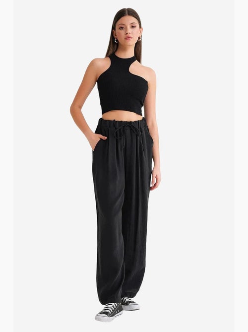 Pantaloni palazzo a vita alta in modal plissettati con coulisse mixray - Kiabi Pantaloni palazzo a vita alta in modal plissettati con coulisse mixray - Kiabi