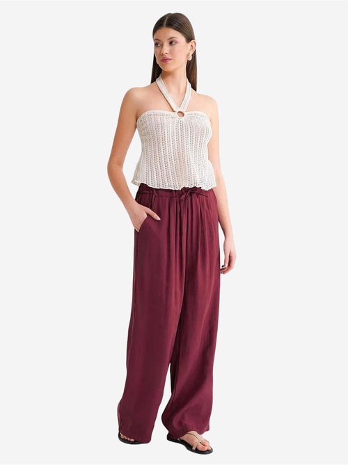 Pantaloni palazzo a vita alta in modal plissettati con coulisse mixray - Kiabi Pantaloni palazzo a vita alta in modal plissettati con coulisse mixray - Kiabi