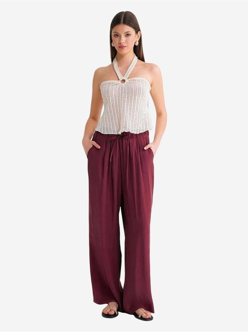 Pantaloni palazzo a vita alta in modal plissettati con coulisse mixray - Kiabi Pantaloni palazzo a vita alta in modal plissettati con coulisse mixray - Kiabi