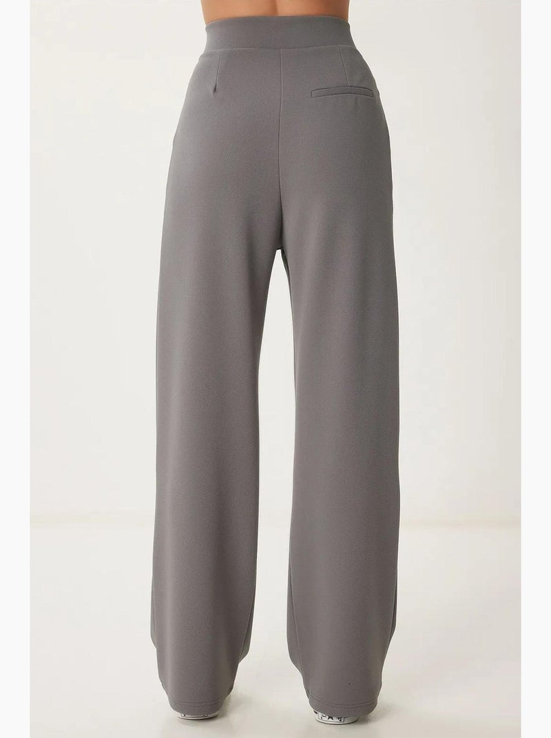 Pantaloni palazzo a vita alta testurizzati istanbul Grigio scuro - Kiabi