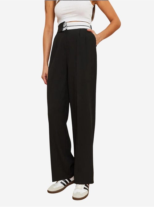 Pantaloni palazzo asimmetrici con vita a gamba larga e bottoni lucci - Kiabi Pantaloni palazzo asimmetrici con vita a gamba larga e bottoni lucci - Kiabi