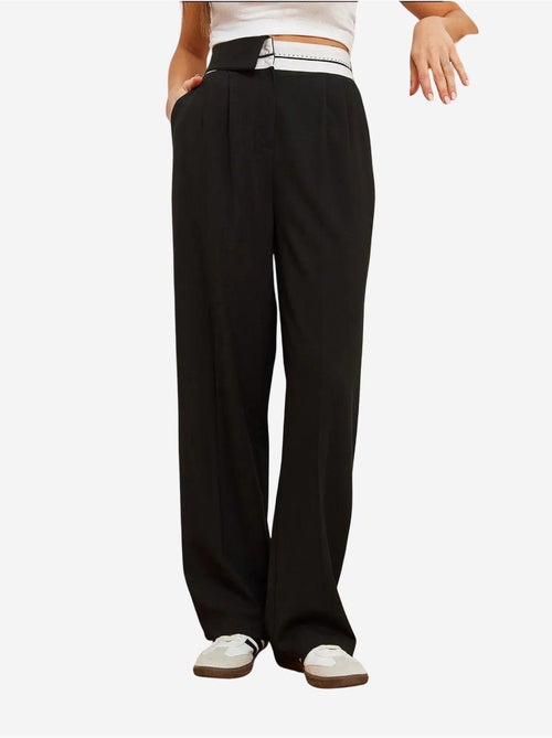 Pantaloni palazzo asimmetrici con vita a gamba larga e bottoni lucci - Kiabi Pantaloni palazzo asimmetrici con vita a gamba larga e bottoni lucci - Kiabi